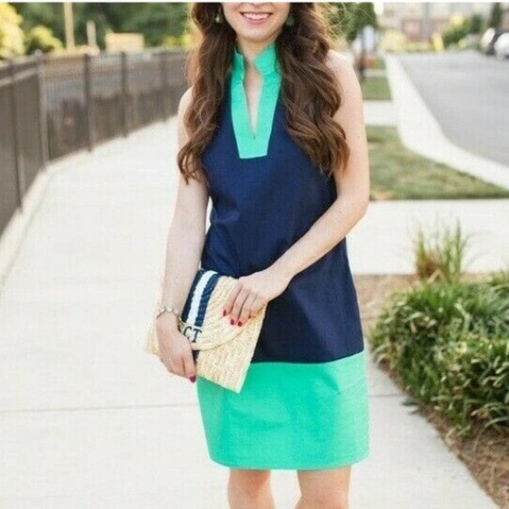 NWT Sail To Sable Navy/Green Shift Dress